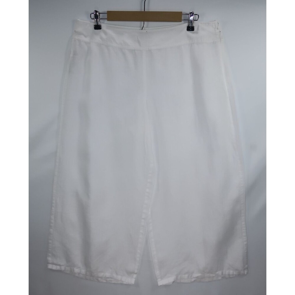 Eileen Fisher White Linen Cropped Wide Leg PantsSize 14 Organic Lagenlook XL